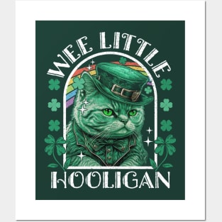 Wee Little Hooligan Cat Leprechaun Posters and Art